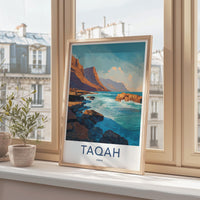 Taqa Poster - Oman Framed Print - Waves Crashing Rocks Framed Decor
