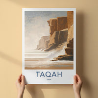 Taqah Poster - Oman Travel Art - Coastal Cliffs Ocean Wall Decor