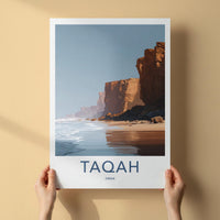 Taqah Poster - Oman Travel Art - Coastal Cliffs Shore Home Decor
