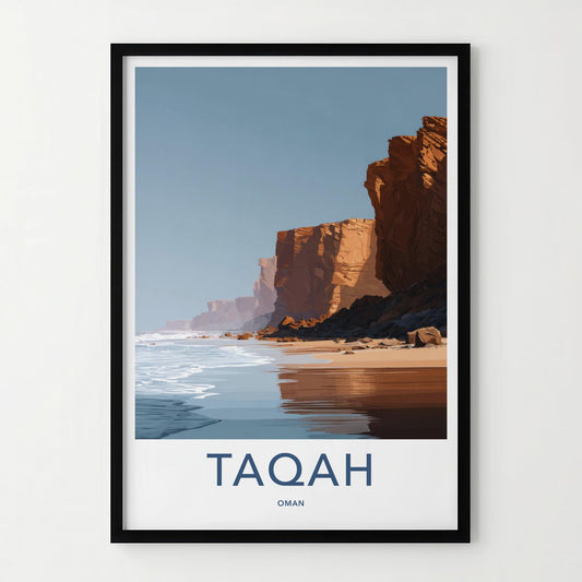 Taqah Poster - Oman Travel Art - Coastal Cliffs Shore Home Decor