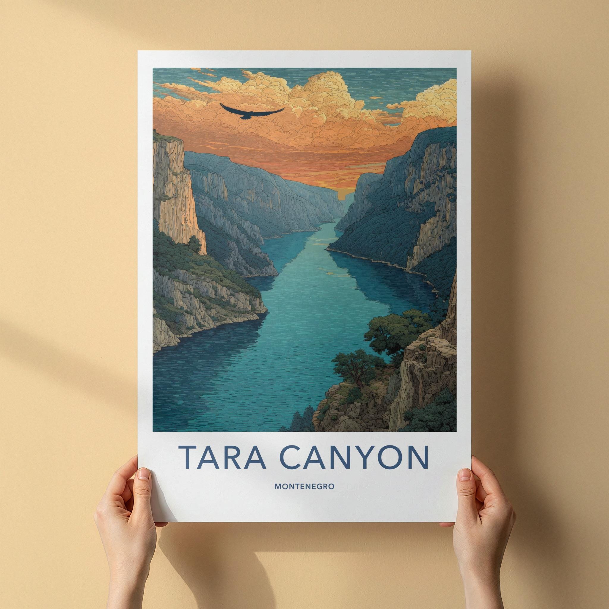 Tara Canyon Poster - Montenegro Travel Art - Eagle Canyon Sunset Home Decor