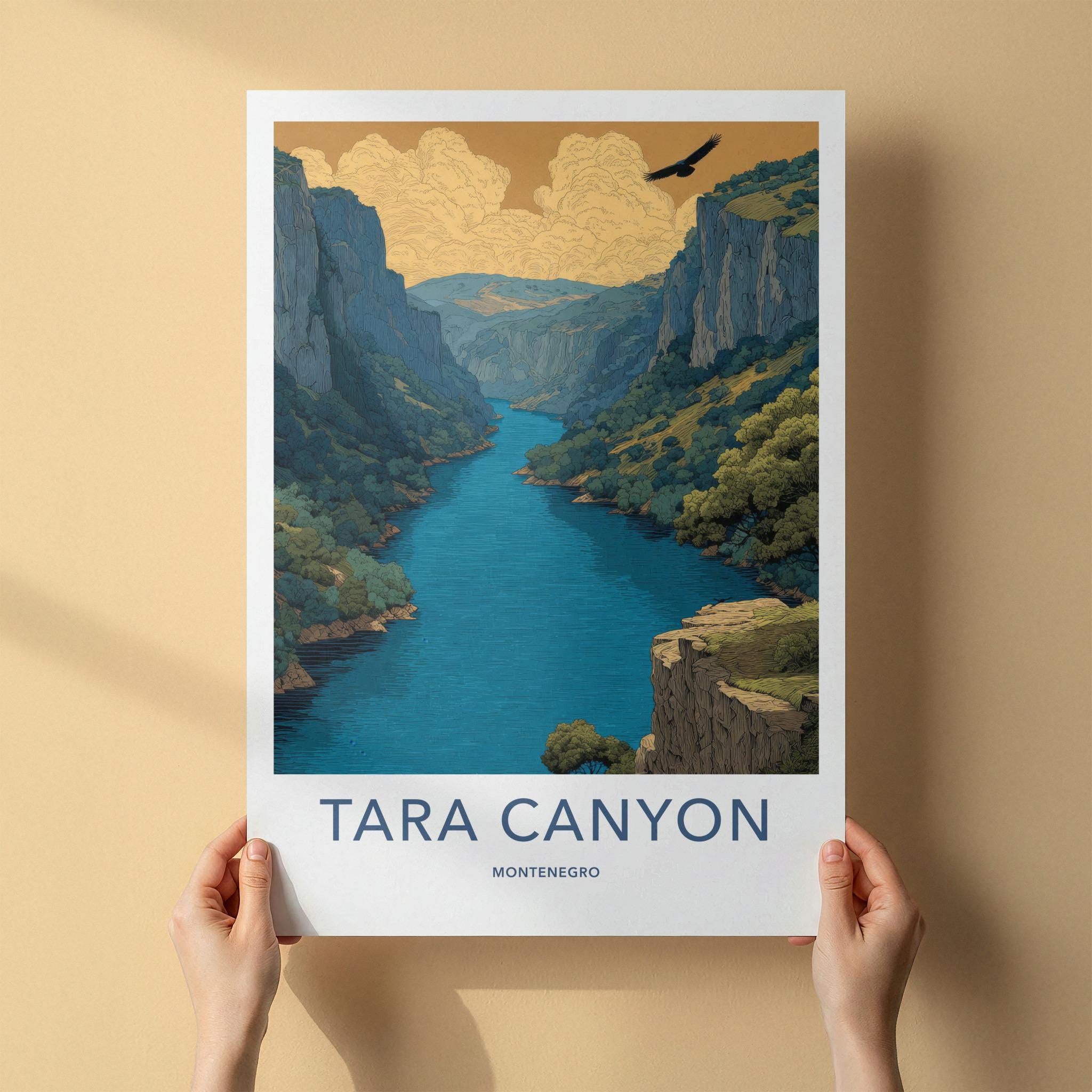 Tara Canyon Poster - Montenegro Travel Art - Eagle Soaring Canyon Home Decor