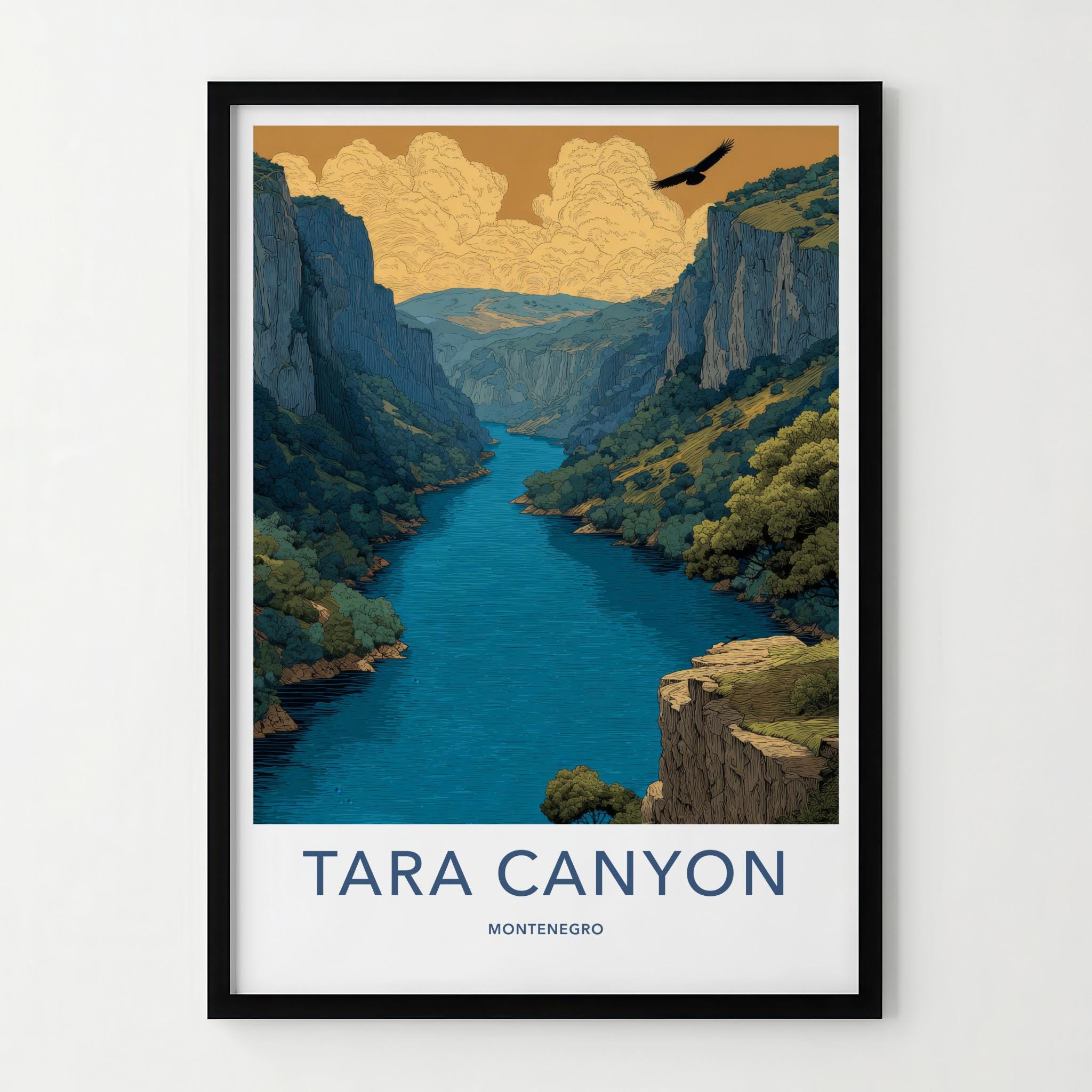 Tara Canyon Poster - Montenegro Travel Art - Eagle Soaring Canyon Home Decor