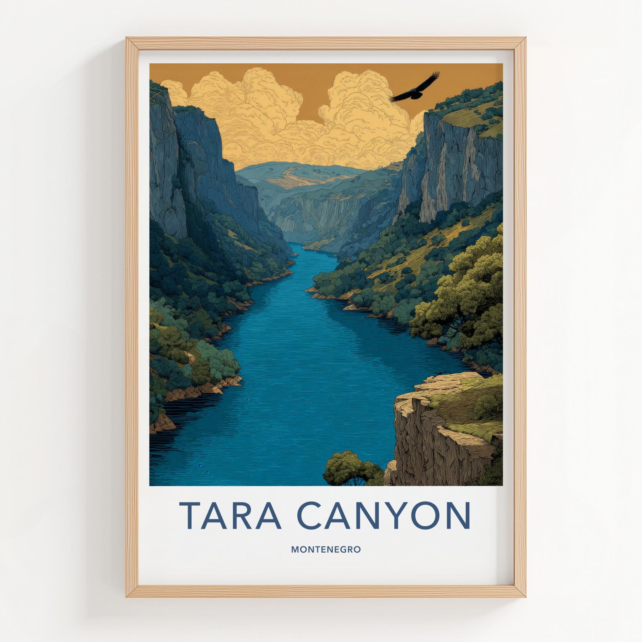 Tara Canyon Poster - Montenegro Travel Art - Eagle Soaring Canyon Home Decor