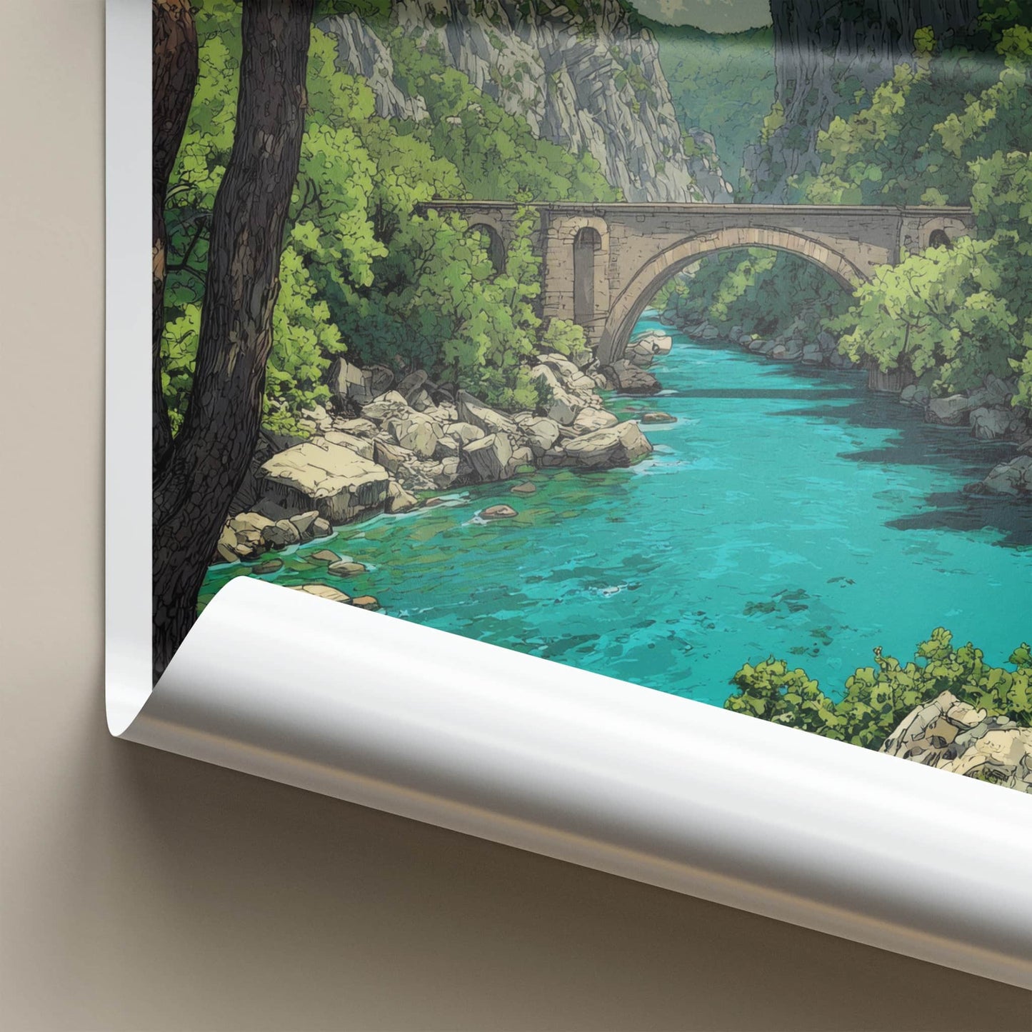 Tara Canyon Poster - Montenegro Travel Art - Stone Bridge River Home Decor