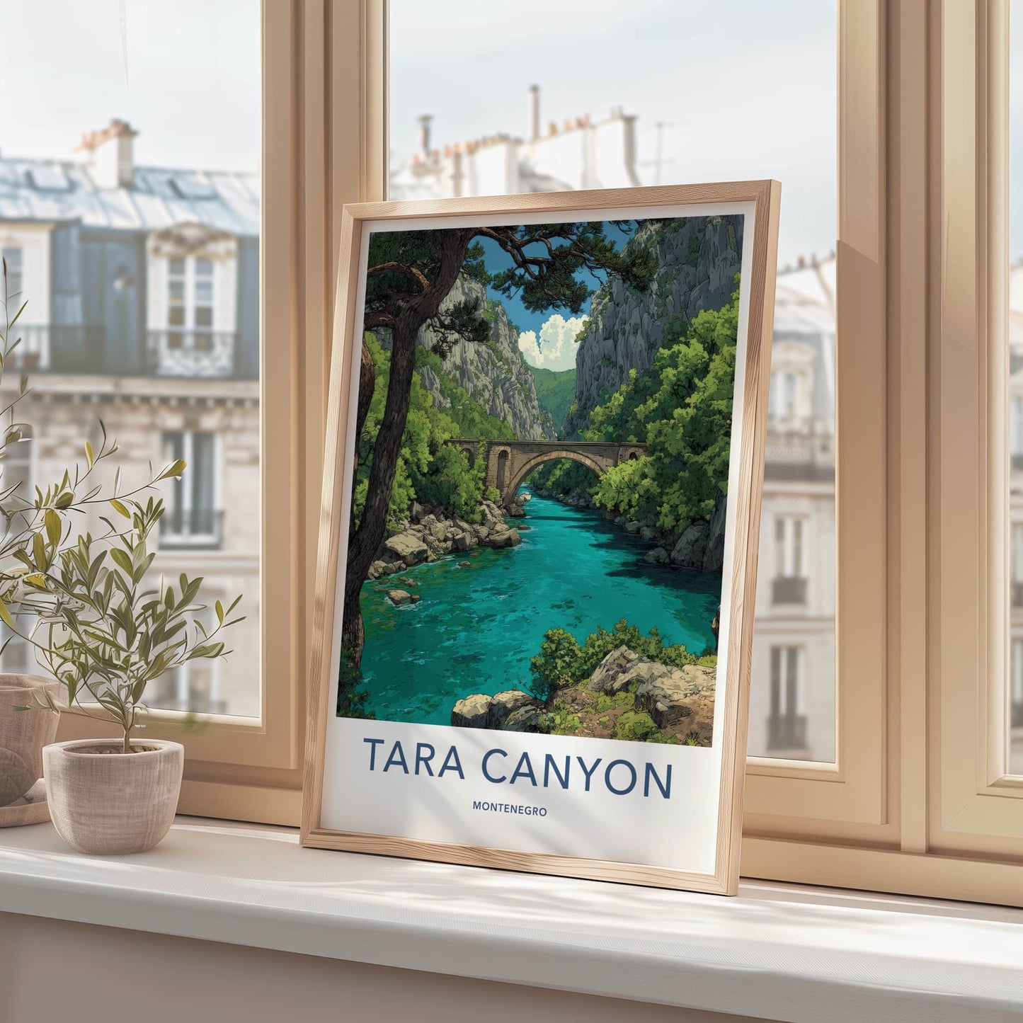 Tara Canyon Poster - Montenegro Travel Art - Stone Bridge River Home Decor