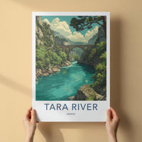 Tara River Poster - Kosovo Travel Art - Arched Bridge Canyon Home Decor