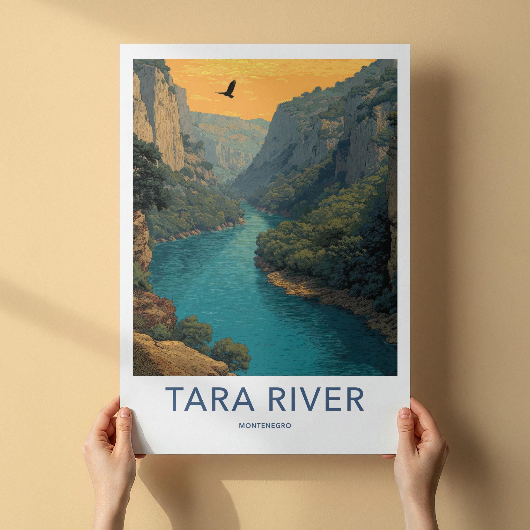 Tara River Poster - Montenegro Travel Art - Canyon River Eagle Home Decor