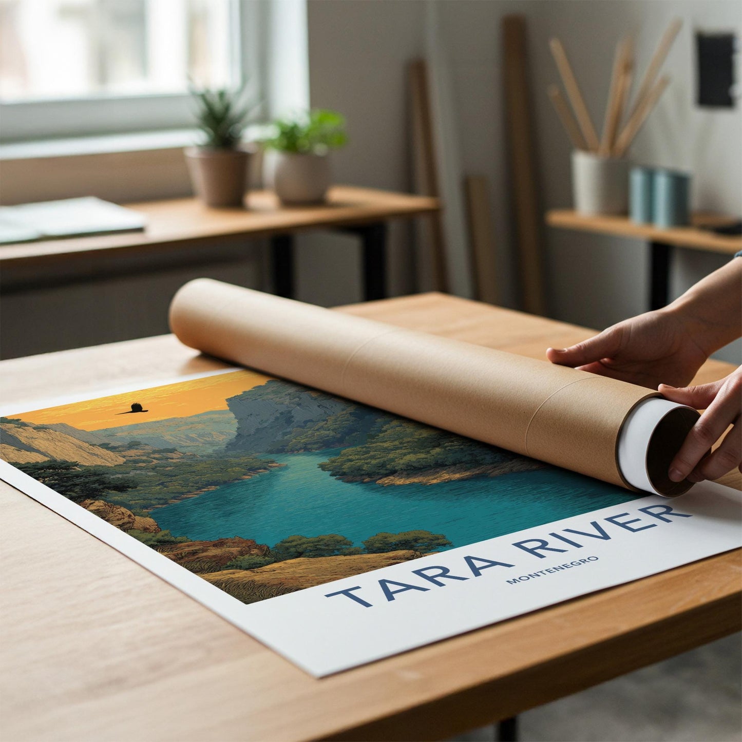 Tara River Poster - Montenegro Travel Art - Canyon River Eagle Home Decor