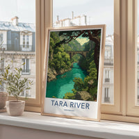 Tara River Poster - Montenegro Travel Art - Stone Arch Bridge Home Decor