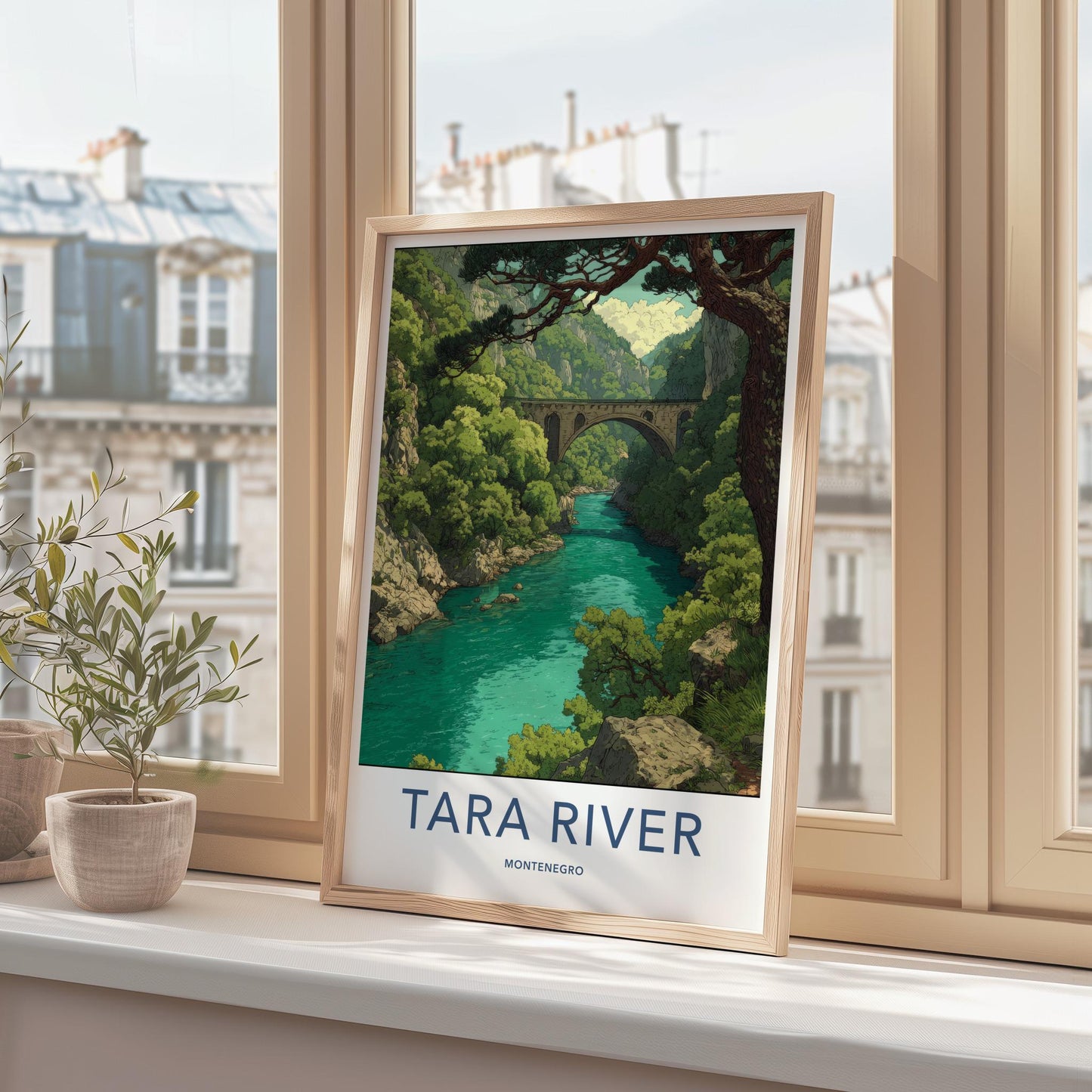 Tara River Poster - Montenegro Travel Art - Stone Arch Bridge Home Decor