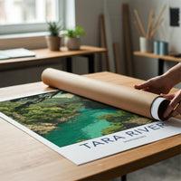 Tara River Poster - Montenegro Travel Art - Stone Arch Bridge Home Decor