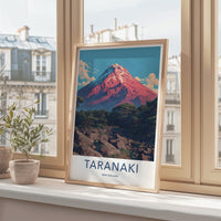 Taranaki Poster - New Zealand Orange Peak Mountain Home Art