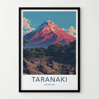 Taranaki Poster - New Zealand Orange Peak Mountain Home Art