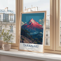 Taranaki Poster - New Zealand Travel Art - Red Peak Summit Gallery Art