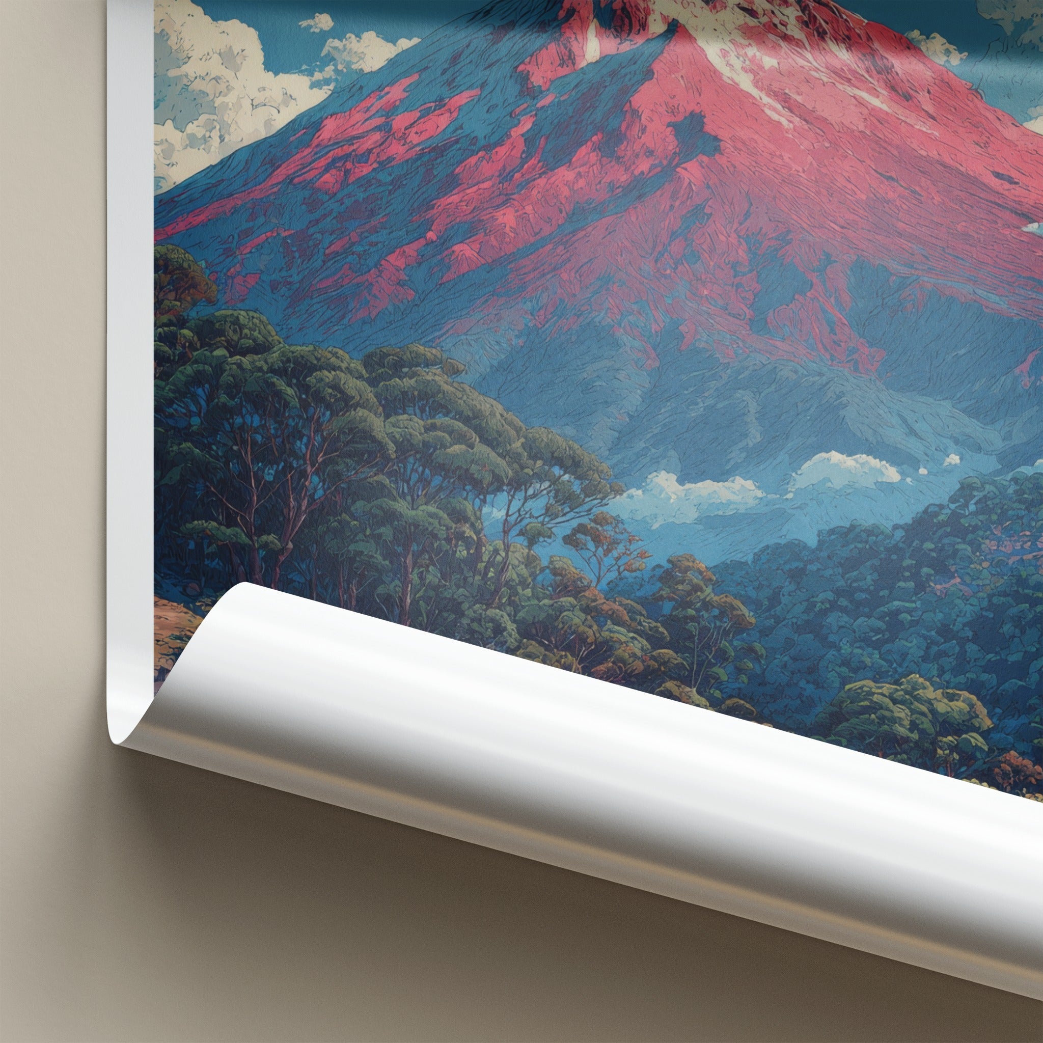 Taranaki Poster - New Zealand Travel Art - Red Peak Summit Gallery Art