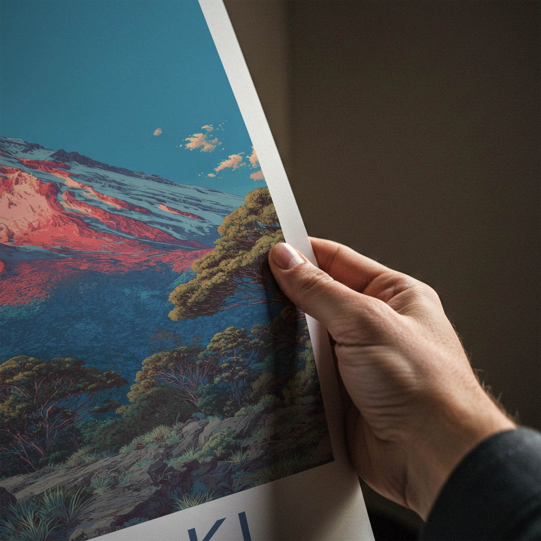 Taranaki Poster New Zealand Travel Print Mountainous Summit Home Art