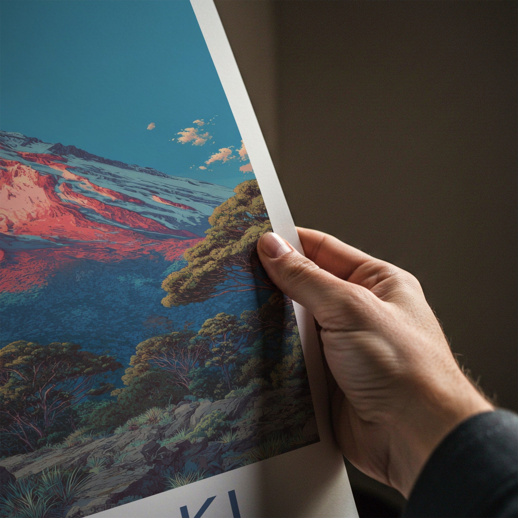 Taranaki Poster New Zealand Travel Print Mountainous Summit Home Art