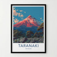 Taranaki Poster New Zealand Travel Print Mountainous Summit Home Art