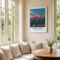 Taranaki Poster New Zealand Travel Print Mountainous Summit Home Art