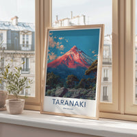 Taranaki Poster New Zealand Travel Print Mountainous Summit Home Art