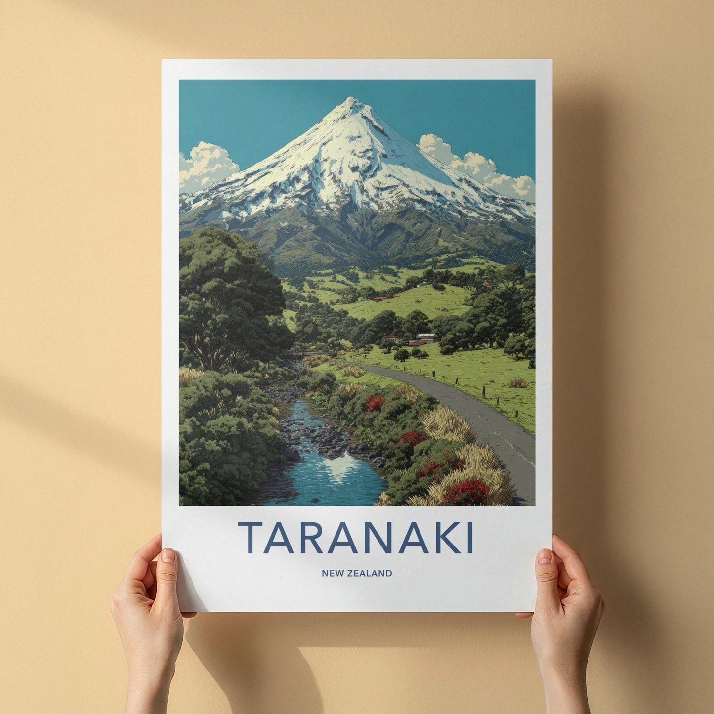 Taranaki Poster - New Zealand Wall Art - Snowy Mountain Landscape Gift