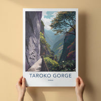 Taroko Gorge Poster - Taiwan Travel Art - Deep Valley Path Wall Decor
