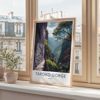 Taroko Gorge Poster - Taiwan Travel Art - Deep Valley Path Wall Decor
