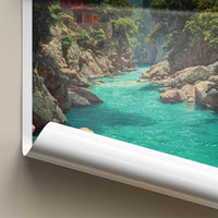 Taroko Gorge Poster - Taiwan Travel Art - Red Building River Wall Decor