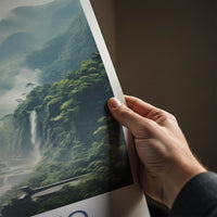 Taroko National Park Poster - Taiwan Fine Art - Misty Green Falls Gift