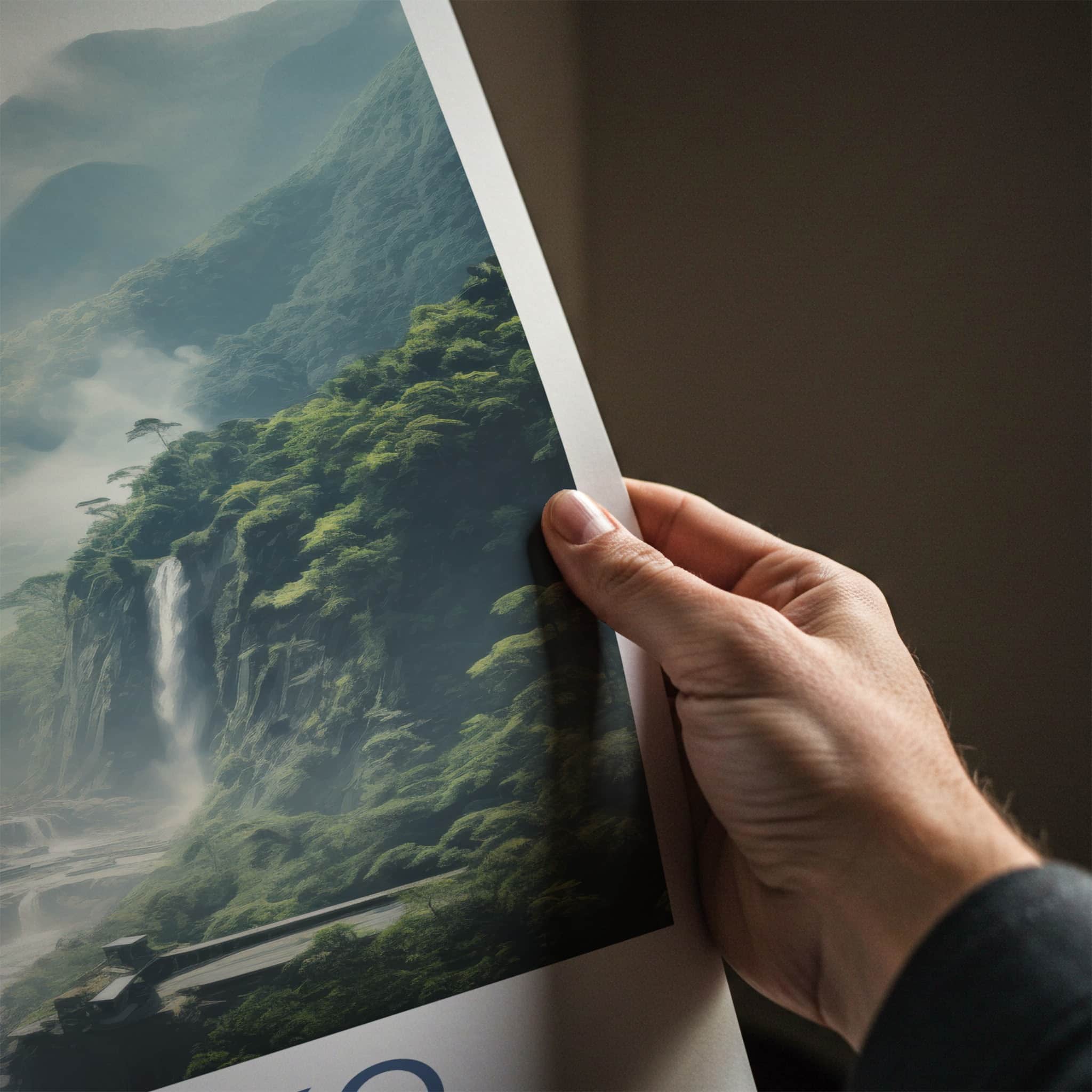 Taroko National Park Poster - Taiwan Fine Art - Misty Green Falls Gift