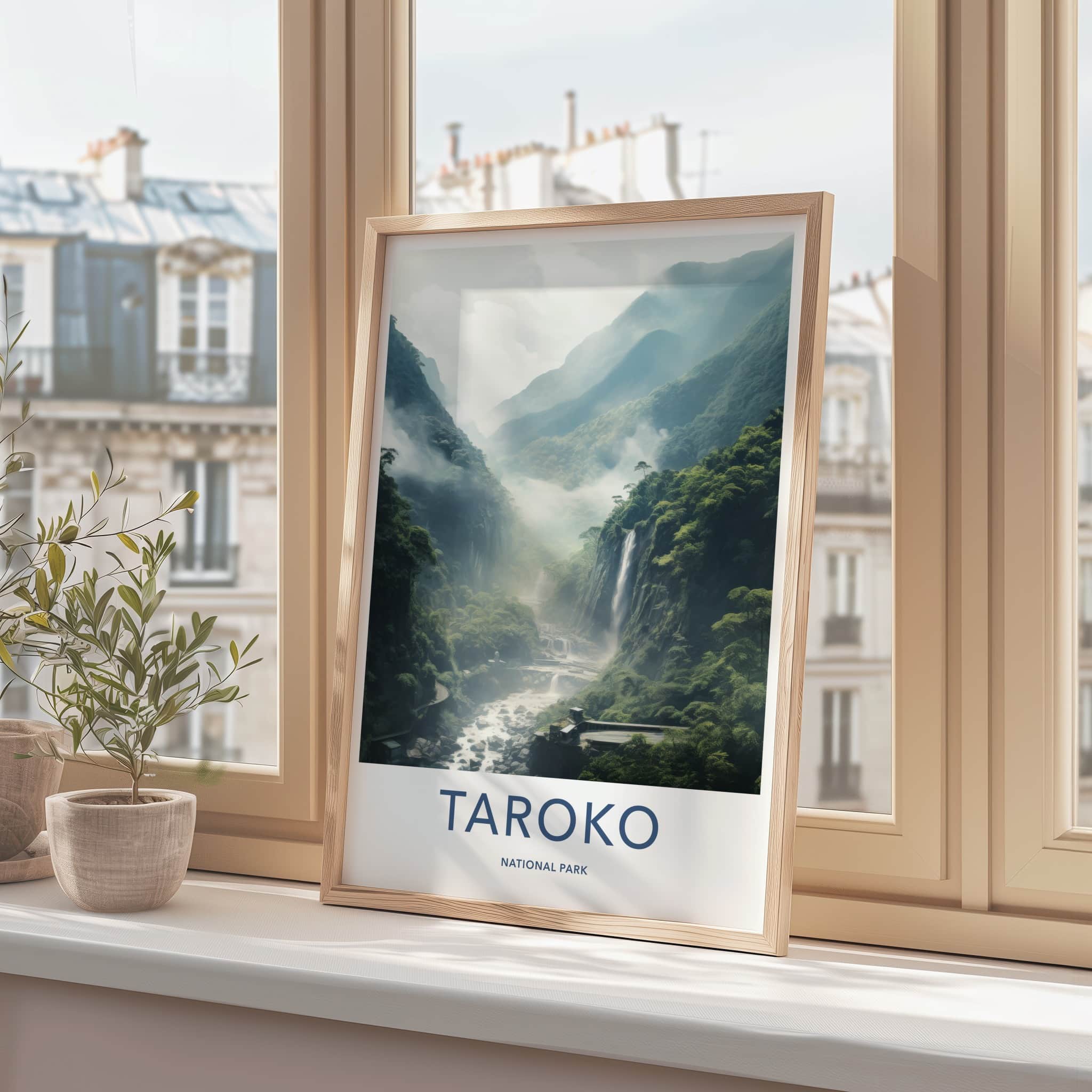 Taroko National Park Poster - Taiwan Fine Art - Misty Green Falls Gift
