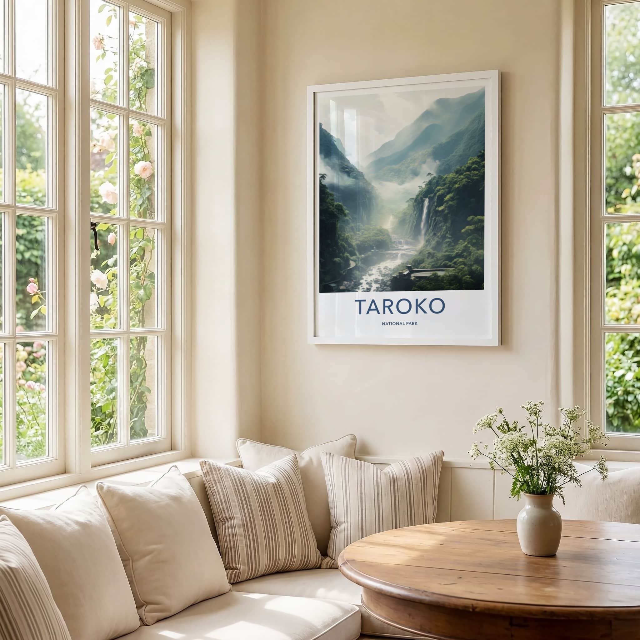 Taroko National Park Poster - Taiwan Fine Art - Misty Green Falls Gift