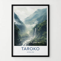 Taroko National Park Poster - Taiwan Fine Art - Misty Green Falls Gift