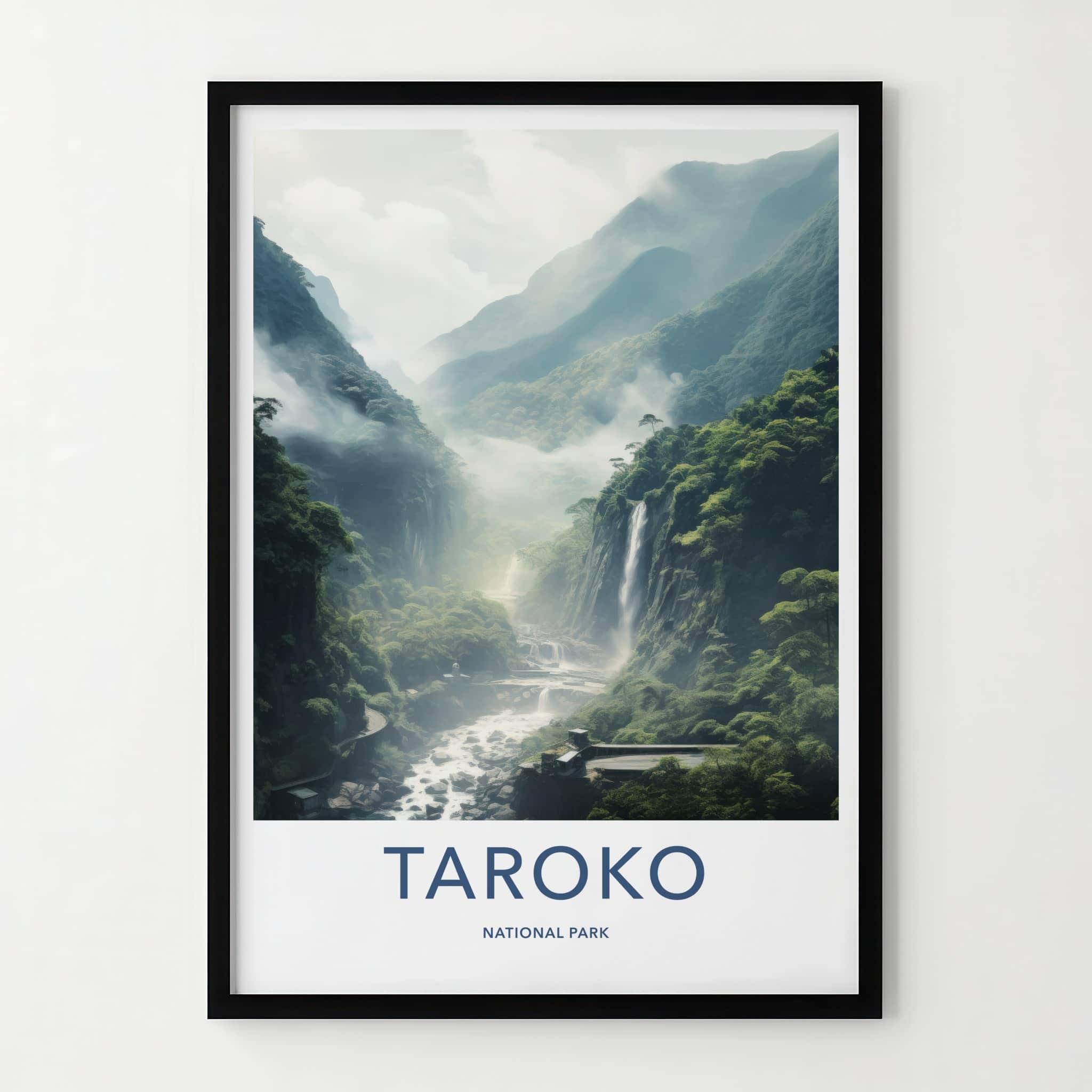 Taroko National Park Poster - Taiwan Fine Art - Misty Green Falls Gift