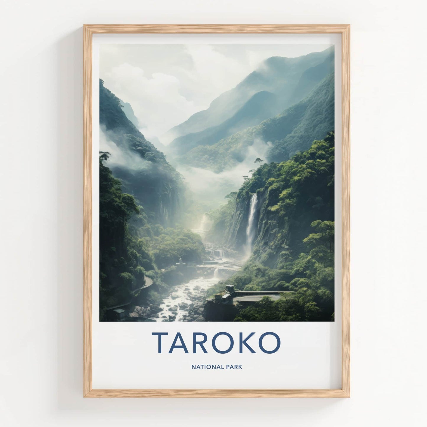 Taroko National Park Poster - Taiwan Fine Art - Misty Green Falls Gift