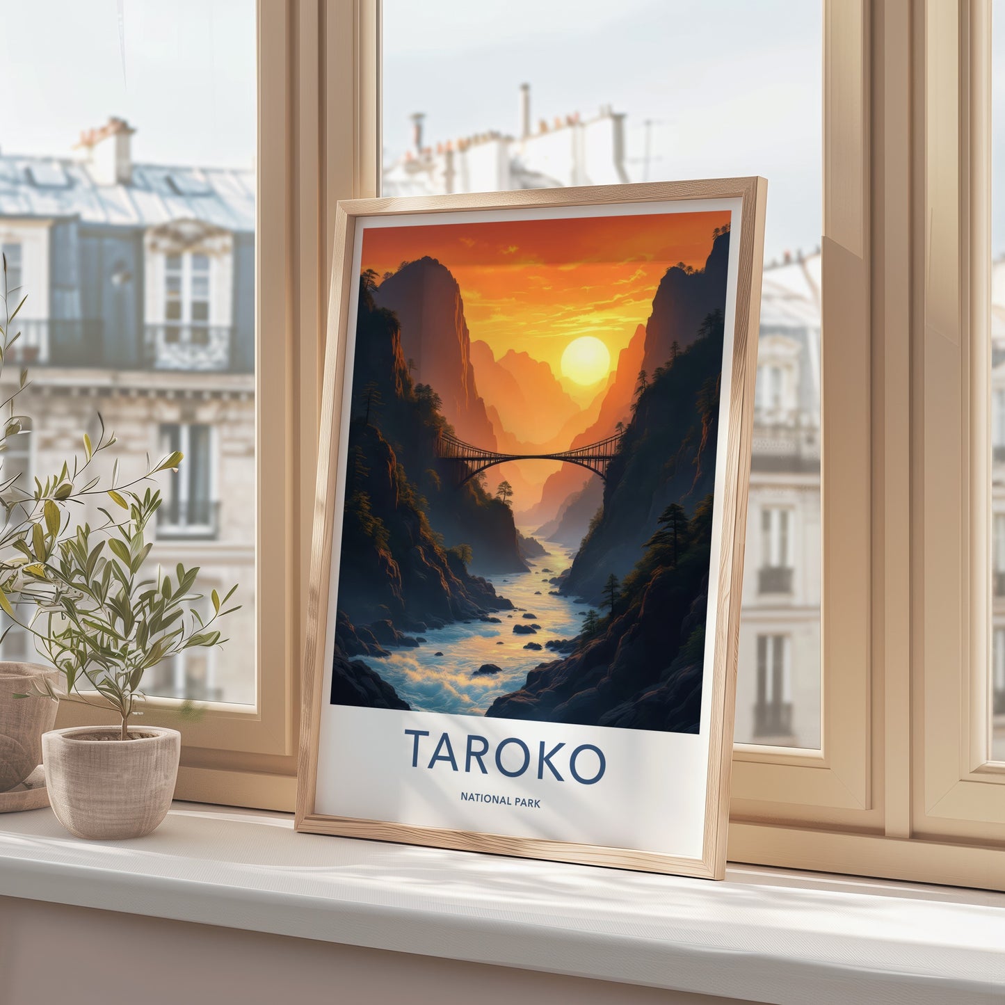 Taroko National Park Poster - Taiwan Travel Art - Canyon River Sunset Home Decor