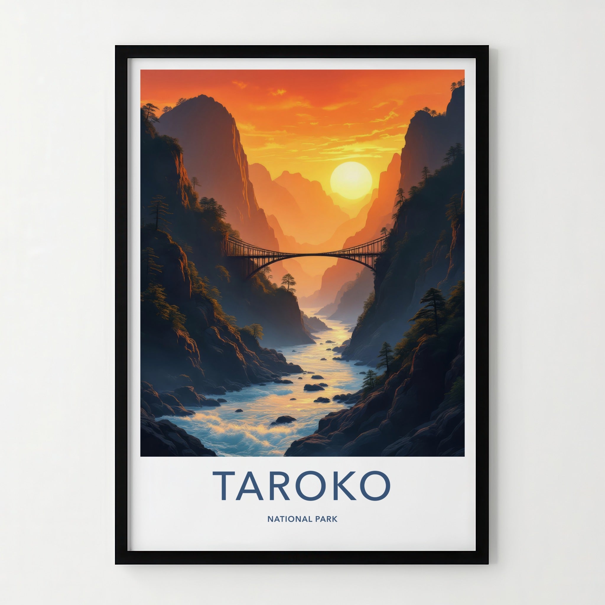Taroko National Park Poster - Taiwan Travel Art - Canyon River Sunset Home Decor
