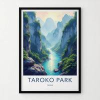 Taroko Park Poster - Taiwan Art Print - Mountain River Gorge Home Decor