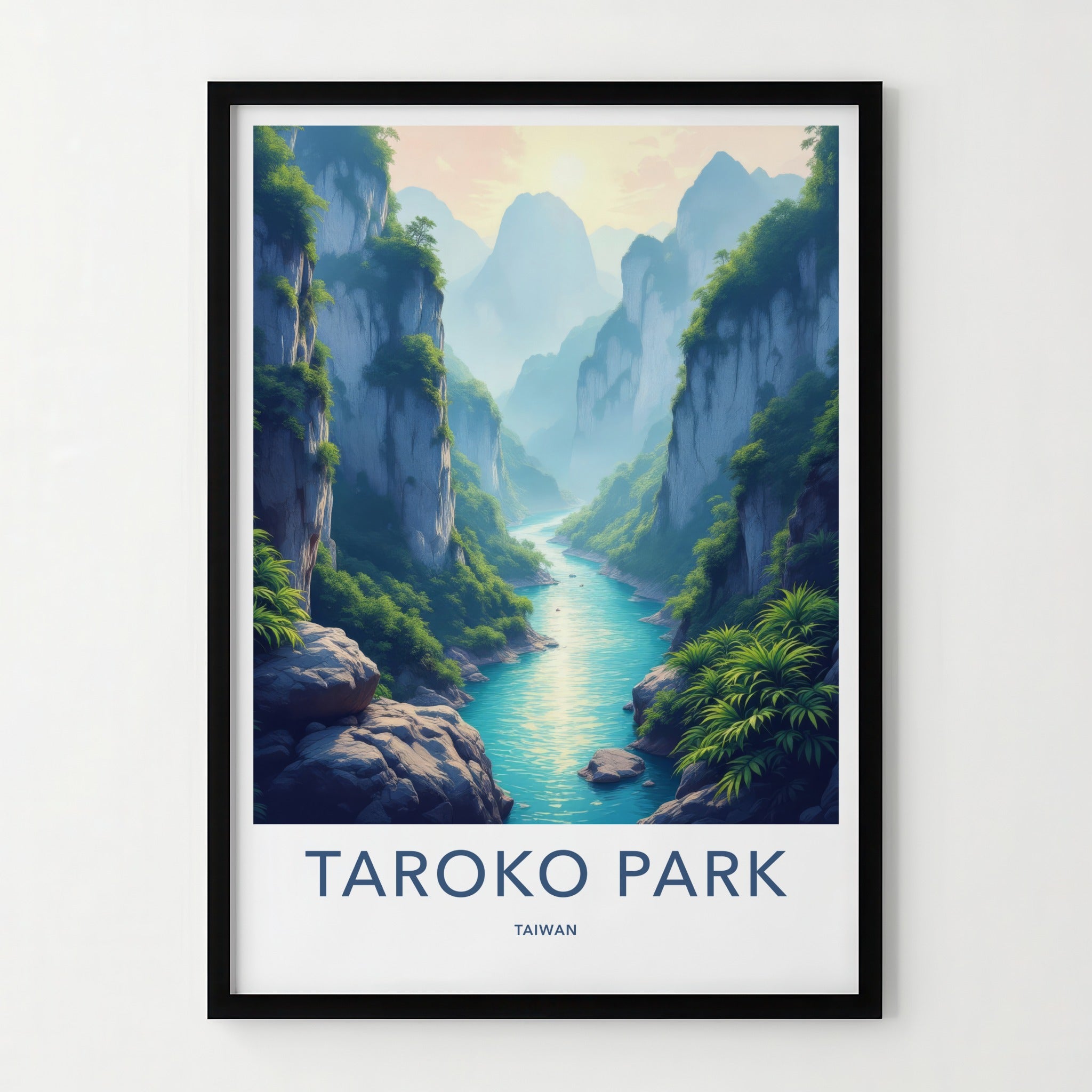 Taroko Park Poster - Taiwan Art Print - Mountain River Gorge Home Decor