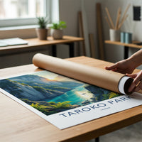 Taroko Park Poster - Taiwan Travel Print - Sunlit River Canyon Home Decor