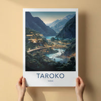 Taroko Poster - Taiwan Framed Print - Illuminated River Gorge Gallery Art