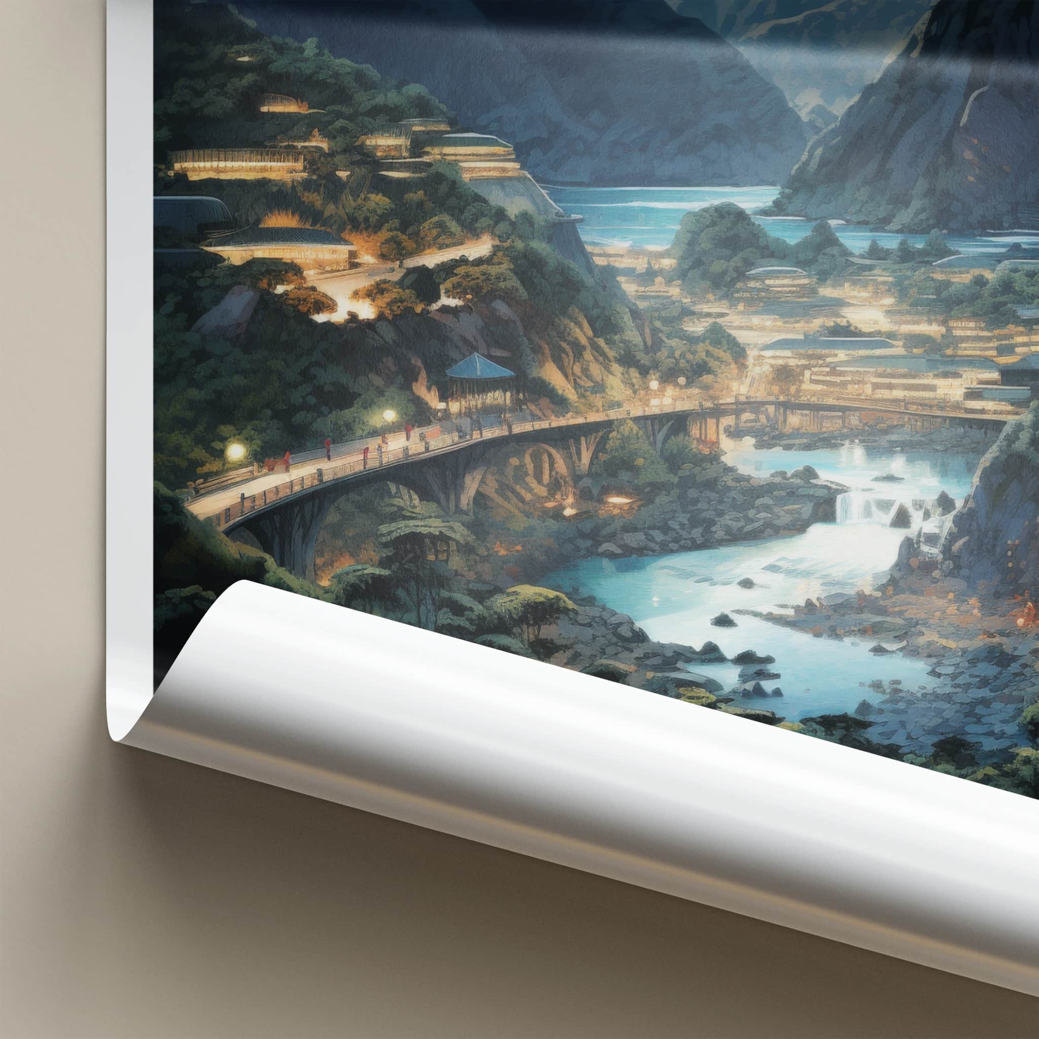 Taroko Poster - Taiwan Framed Print - Illuminated River Gorge Gallery Art