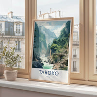 TAROKO Poster - Taiwan Framed Print - Towering Cliffs River Framed Decor