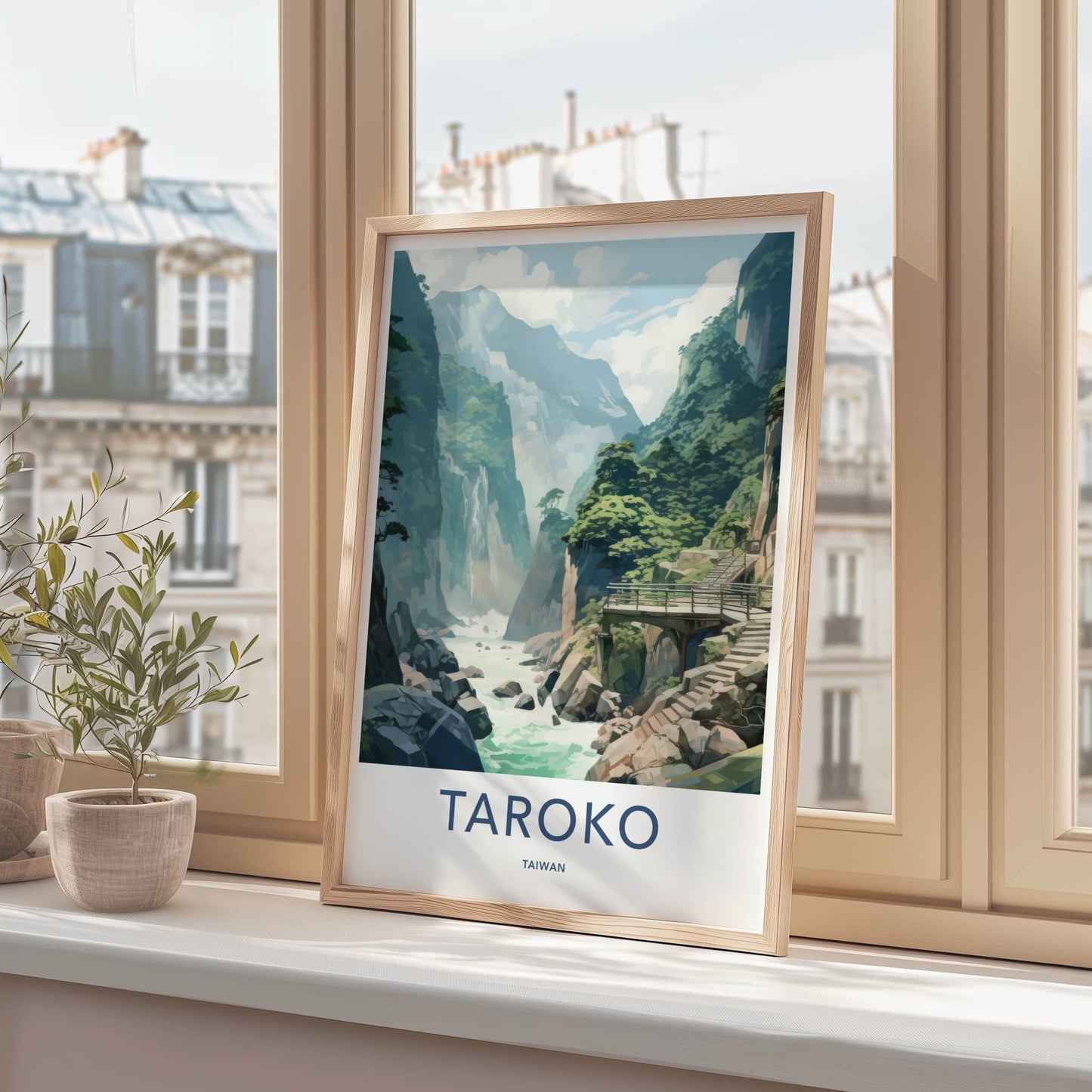 TAROKO Poster - Taiwan Framed Print - Towering Cliffs River Framed Decor