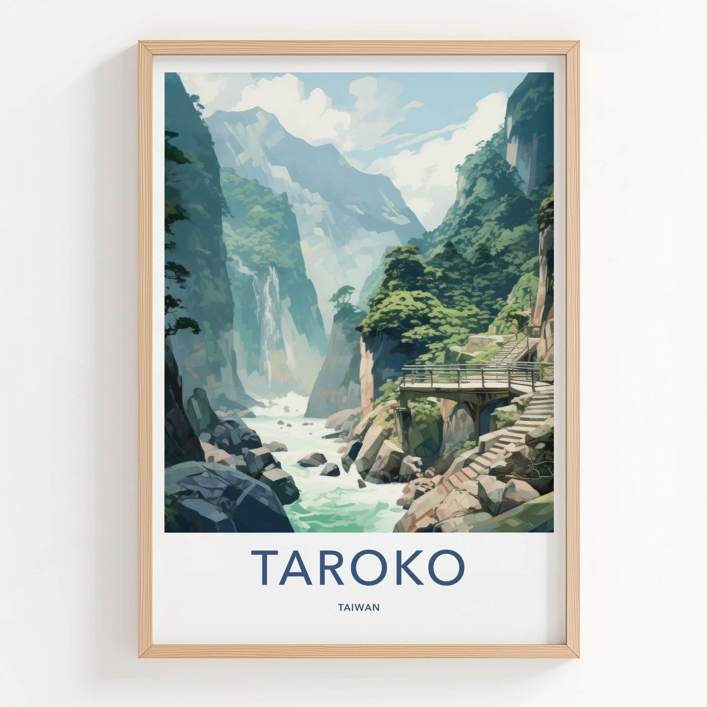 TAROKO Poster - Taiwan Framed Print - Towering Cliffs River Framed Decor