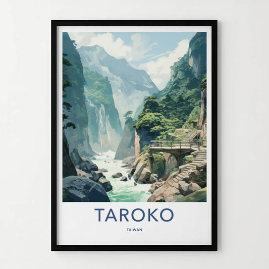 TAROKO Poster - Taiwan Framed Print - Towering Cliffs River Framed Decor