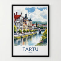 Tartu Poster - Estonia Travel Art - Historic City River Home Decor