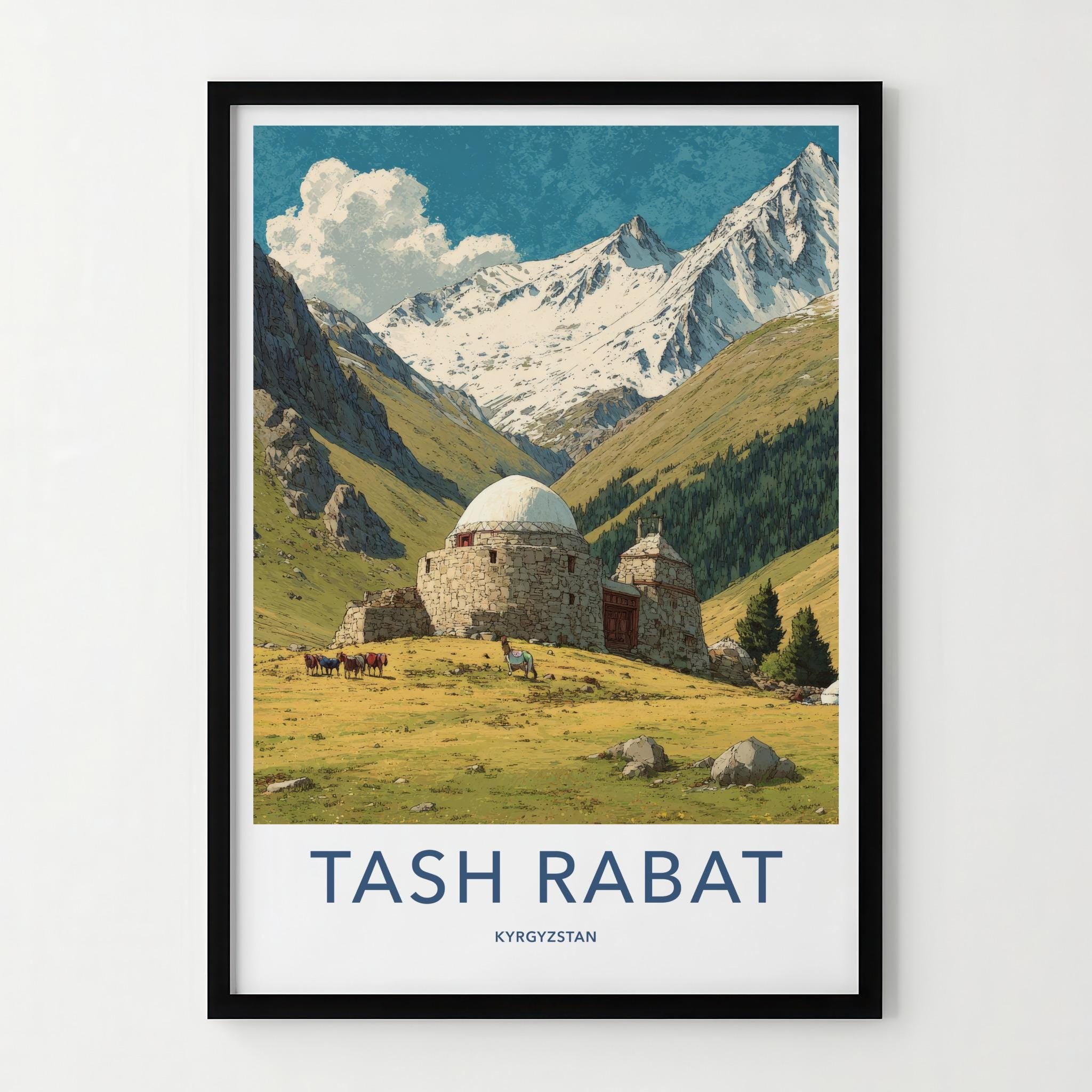 Tash Rabat Poster - Kyrgyzstan Travel Art - Ancient Stone Caravanserai Home Decor