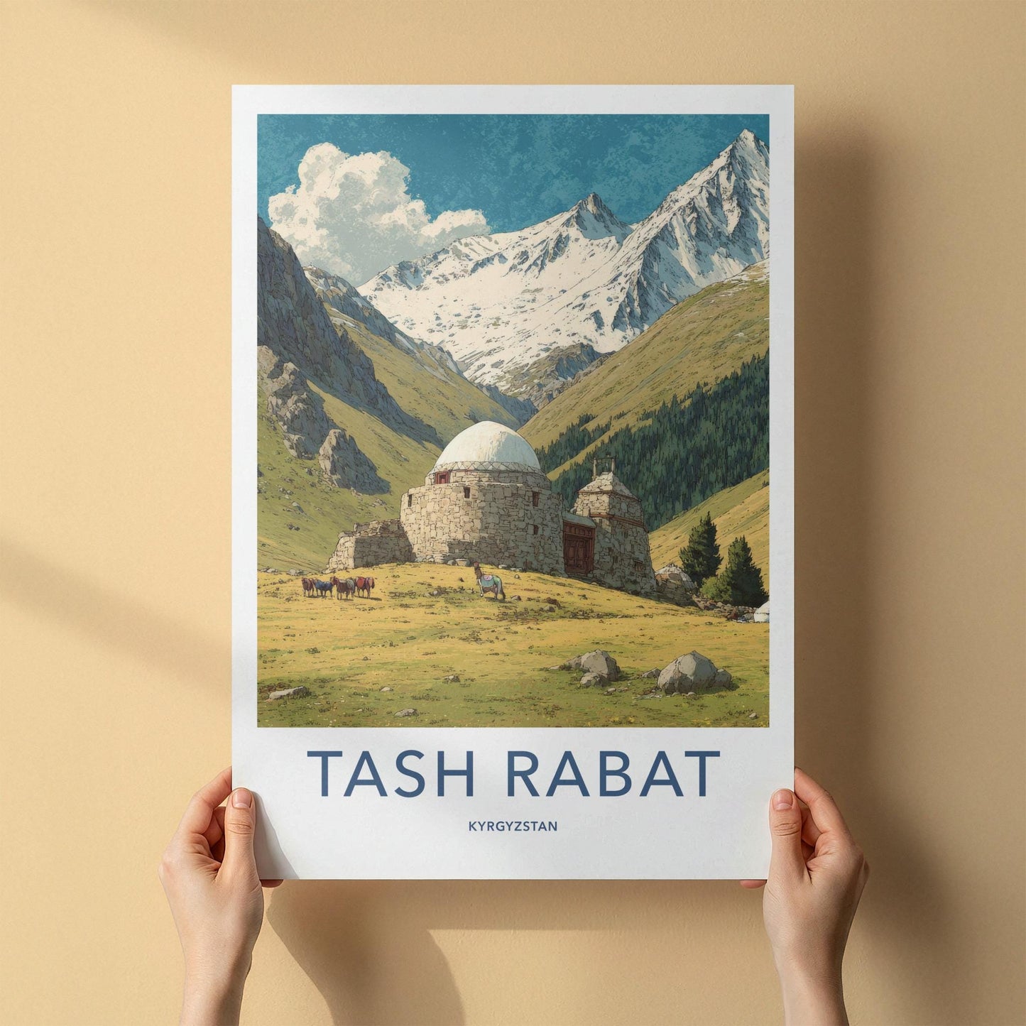 Tash Rabat Poster - Kyrgyzstan Travel Art - Ancient Stone Caravanserai Home Decor